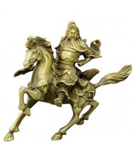 黃銅 騎馬關公 擺件 黃銅 騎馬關公 擺件